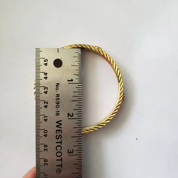 VTG Colourful Floral Gold Toned Bangle Bracelet - Picture 8 of 8